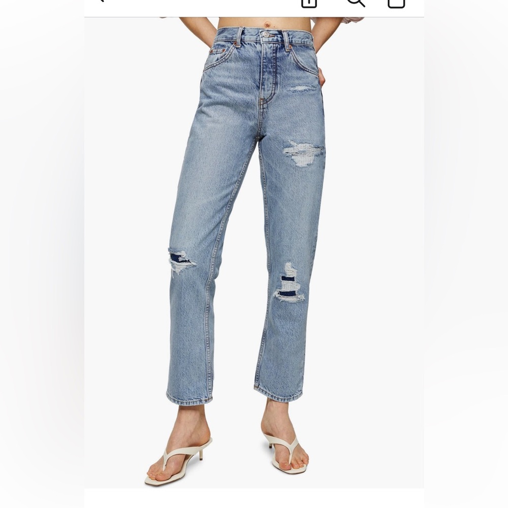 Topshop Distressed Blue Jeans